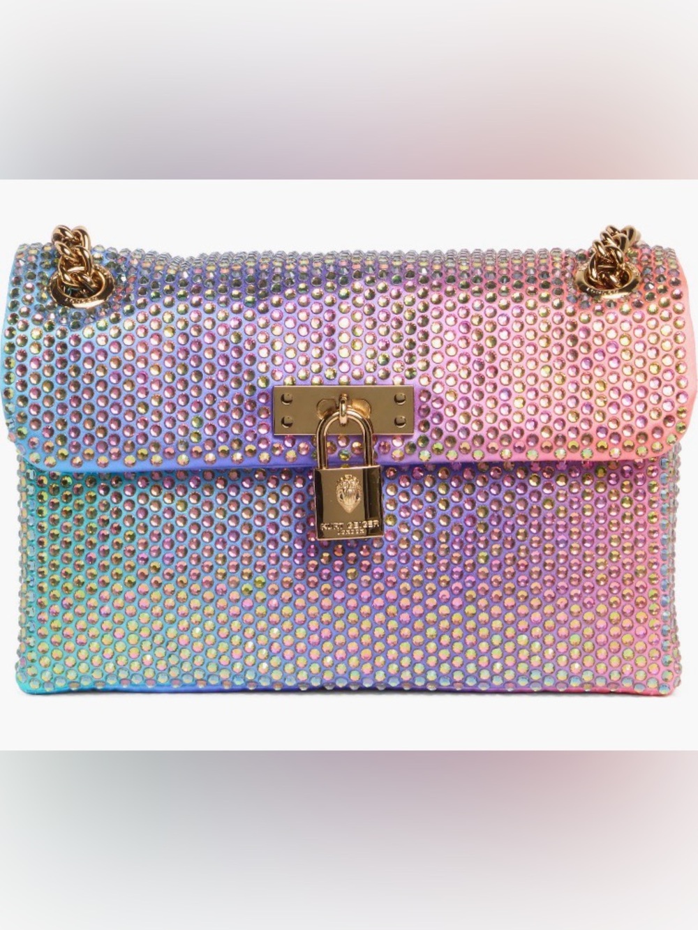 Kurt Geiger London Ombré Crystals Mini Brixton Crossbody Bag in Purple Rainbow